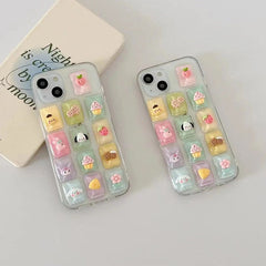 Cute 3D Colorful Cartoon Transparent Case for iPhone