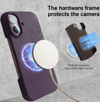 Luxury Real Leather Phone Case with MagSafe (Lychee Pattern) Mobile Case by CoverMeUp - Style 37