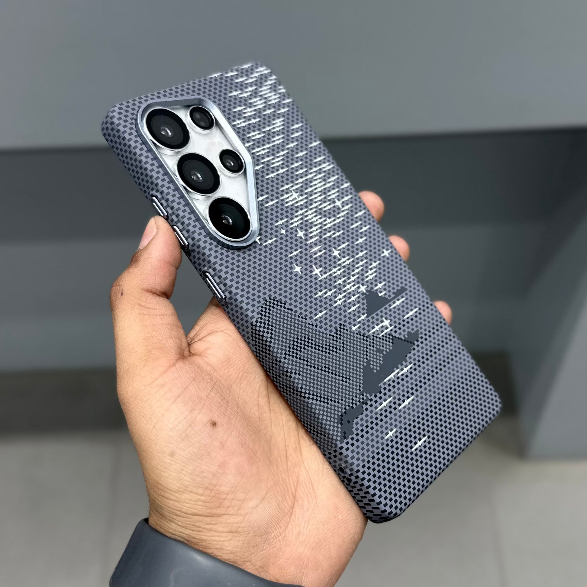 LUXO CARBON CASE SAMSUNG -GREY STARS ( No. 3168 ) Mobile Case by CoverMeUp - Style 2