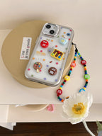 Protective Apple iPhone Back Cover - 3D M&M Candy Chocolate case with charm strap for iPhone