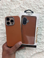 Protective Apple iPhone Back Cover - Leather Slim Case with Metal Ring Protection Case for iPhone - Style 3