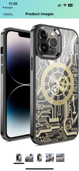 Mechanical Gear Gold Plated Magnetic Case | 3D Magnetic TPU | Back Cover Compatible for iPhone