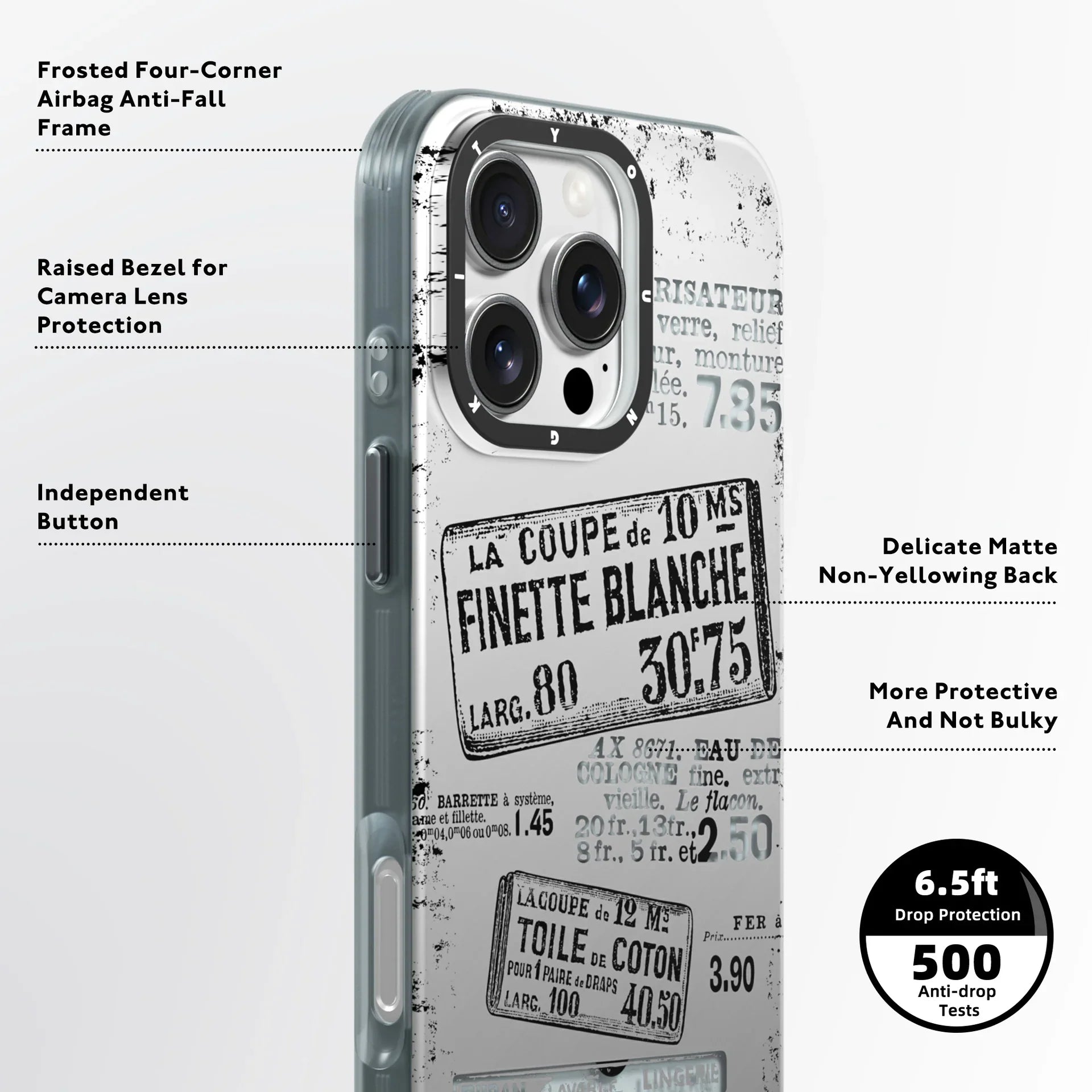 Protective Apple iPhone Back Cover - Youngkit Art Series Vintage Press Designer Matte Finish Case for iPhone 16 Pro - Style 3