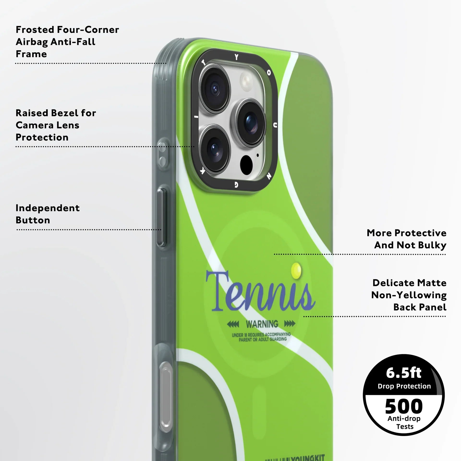 Youngkit Sports Series Tennis Designer Matte Finish Case for iPhone 16 Pro