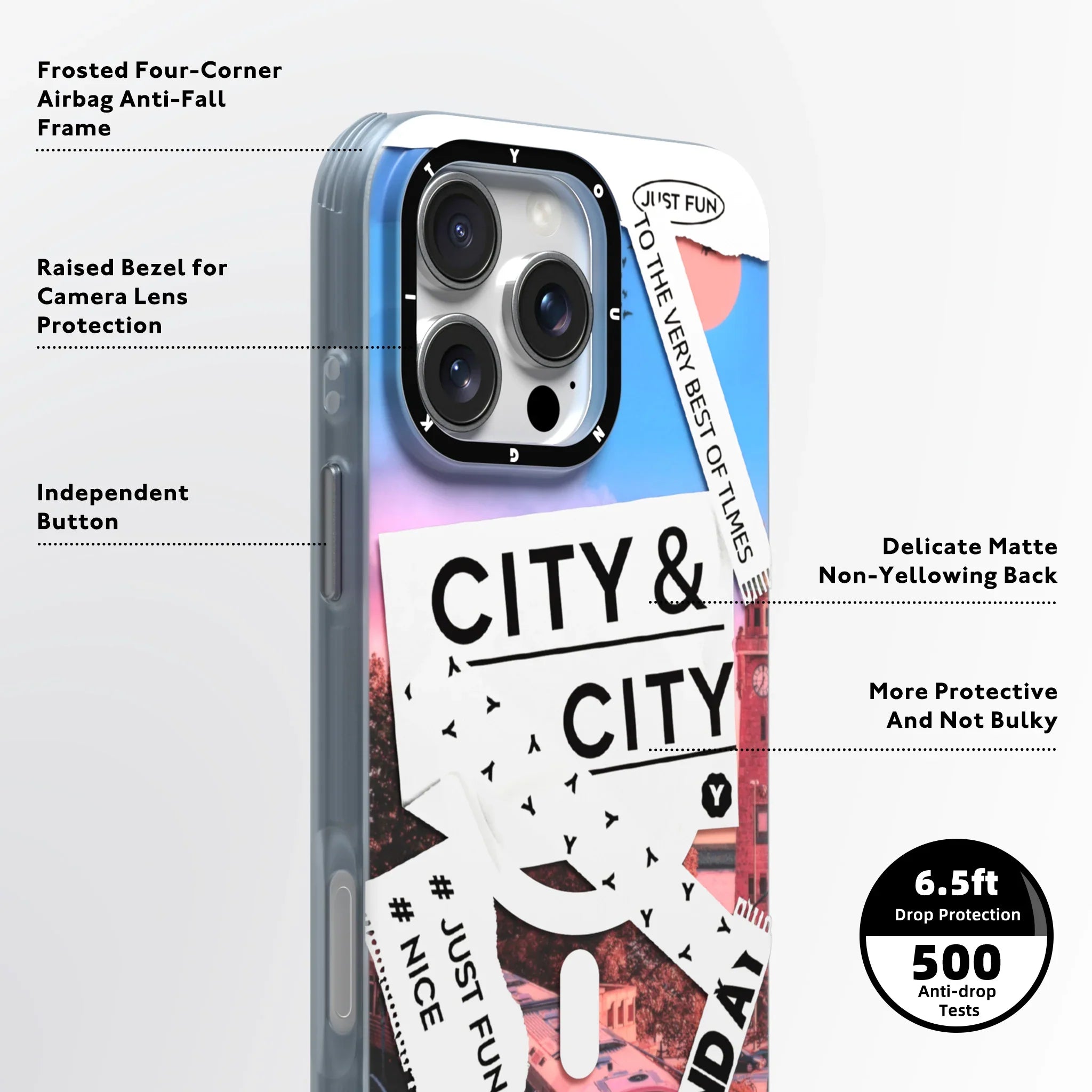 Protective Apple iPhone Back Cover - YOUNGKIT City Series Where Urban Vibes Stick Metro Flow Case for iPhone 16 Pro - Style 4