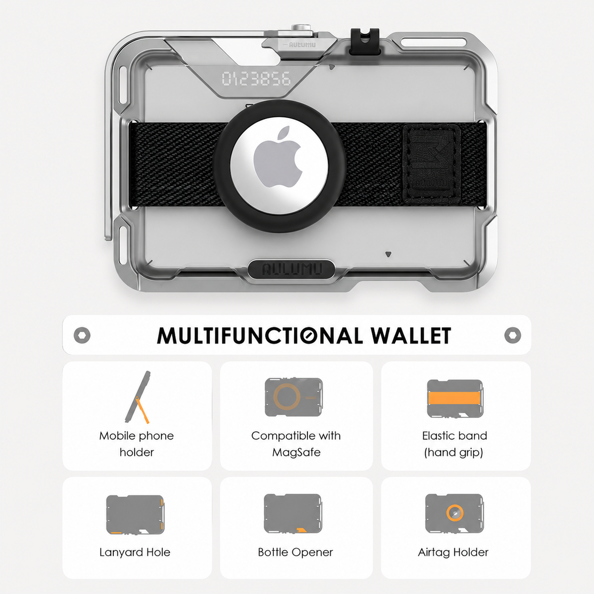 Aulumu G03 Multi-Tool Magnetic Metal Wallet | Frosted Cover | MagSafe