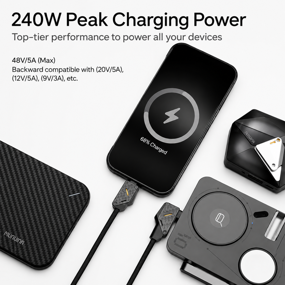 Aulumu M07 Light Carbon 240W Hi-Speed Charging & Data USB-C Cable