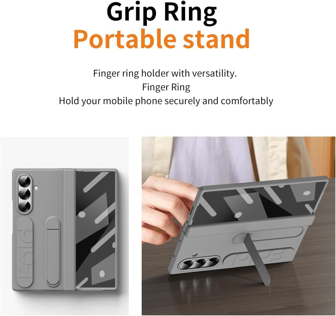 Samsung Galaxy Z Fold7 Skin Feel Case with Silicon Band, Stand & HInge Protection