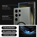 Samsung Galaxy S24 Ultra One Tap Metal Ring MagFit Hard Shell Back Cover Case Mobile Case by CoverMeUp - Style 4