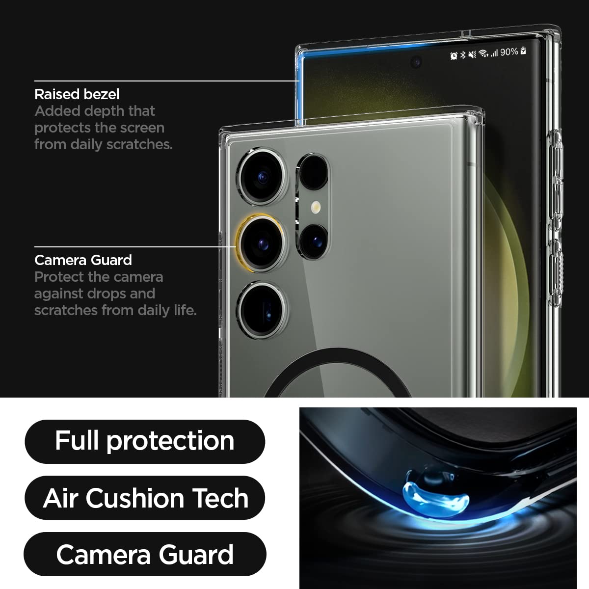 Samsung Galaxy S24 Ultra One Tap Metal Ring MagFit Hard Shell Back Cover Case Mobile Case by CoverMeUp - Style 4