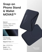 MOFT Magsafe Wallet Stand Compatible with iPhone 16/15/14/13/12 Series, Angle Adjustment & MOVAS Phone Stand, Light Navy Blue