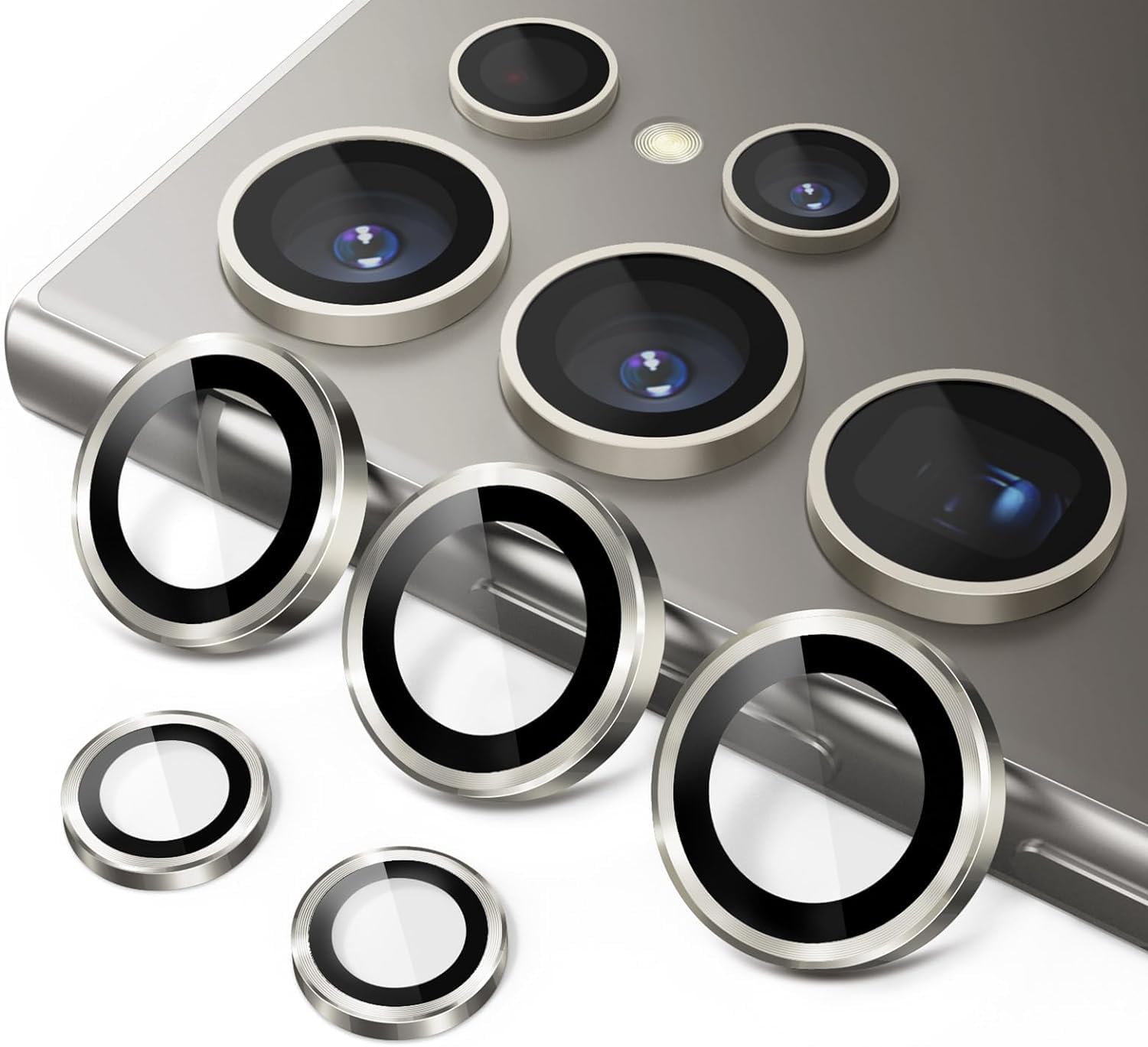 Samsung Galaxy S24 Ultra Camera Lens Glass Protector with Metal Frame Mobile Case by CoverMeUp - Style 11