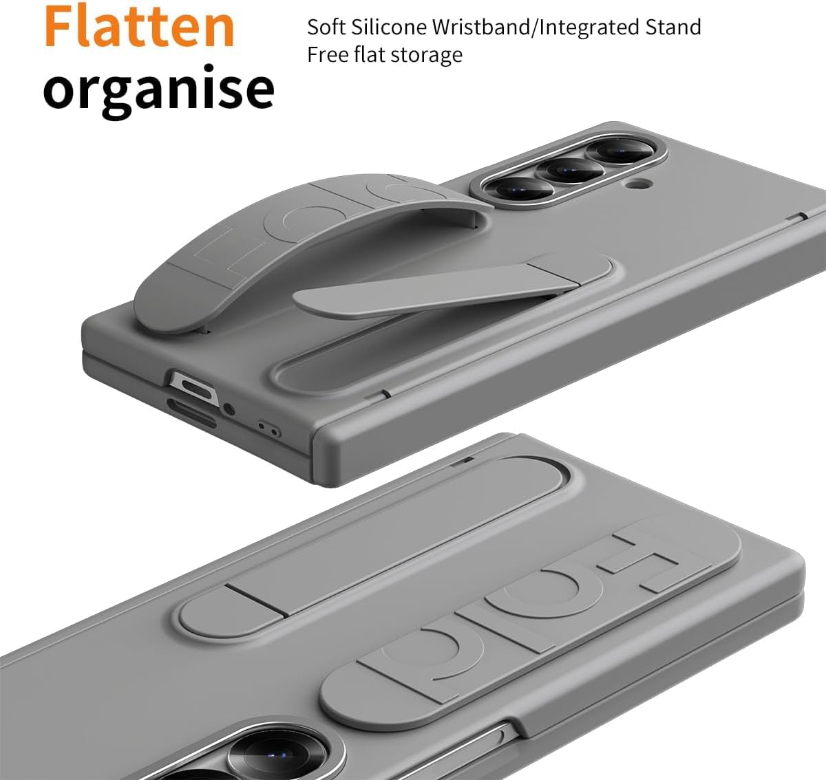 Samsung Galaxy Z Fold7 Skin Feel Case with Silicon Band, Stand & HInge Protection