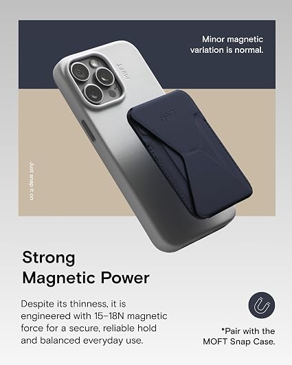 MOFT Magsafe Wallet Stand Compatible with iPhone 16/15/14/13/12 Series, Angle Adjustment & MOVAS Phone Stand, Light Navy Blue