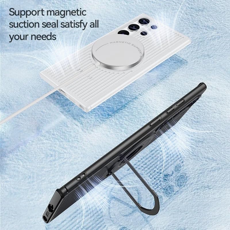Samsung Galaxy S24 Ultra Magnetic Stand Hard Shell Cooling Case -Black Mobile Case by CoverMeUp - Style 3