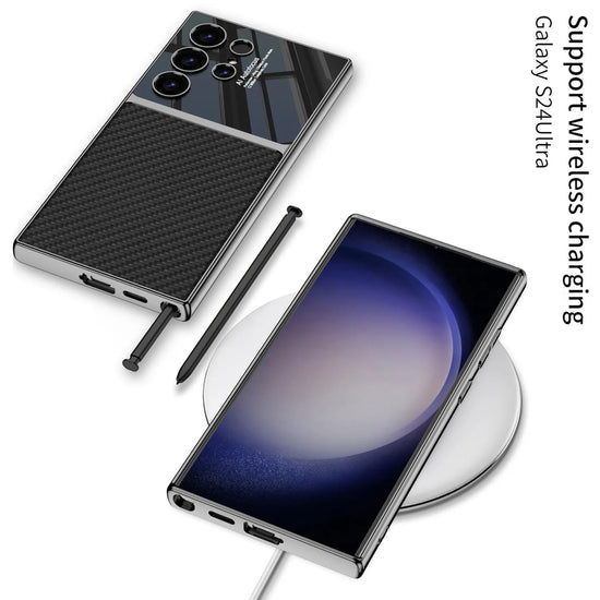 Samsung S24 Ultra Gkk Half Synthetic Leather Electroplating Camera Shing Case Mobile Case by CoverMeUp - Style 6