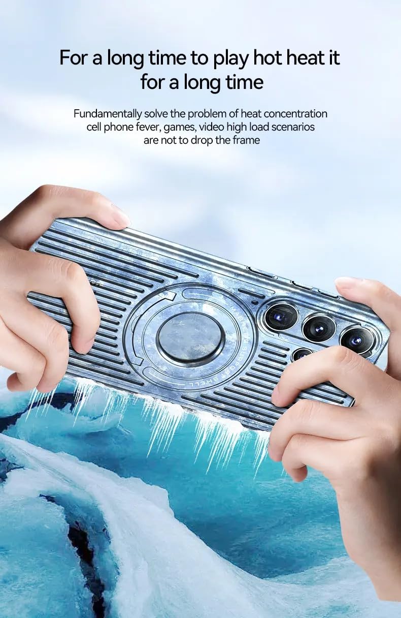 Samsung Galaxy S24 Ultra Magnetic Stand Hard Shell Cooling Case -Black Mobile Case by CoverMeUp - Style 5
