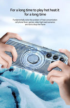 Samsung Galaxy S24 Ultra Magnetic Stand Hard Shell Cooling Case - Green Mobile Case by CoverMeUp - Style 2