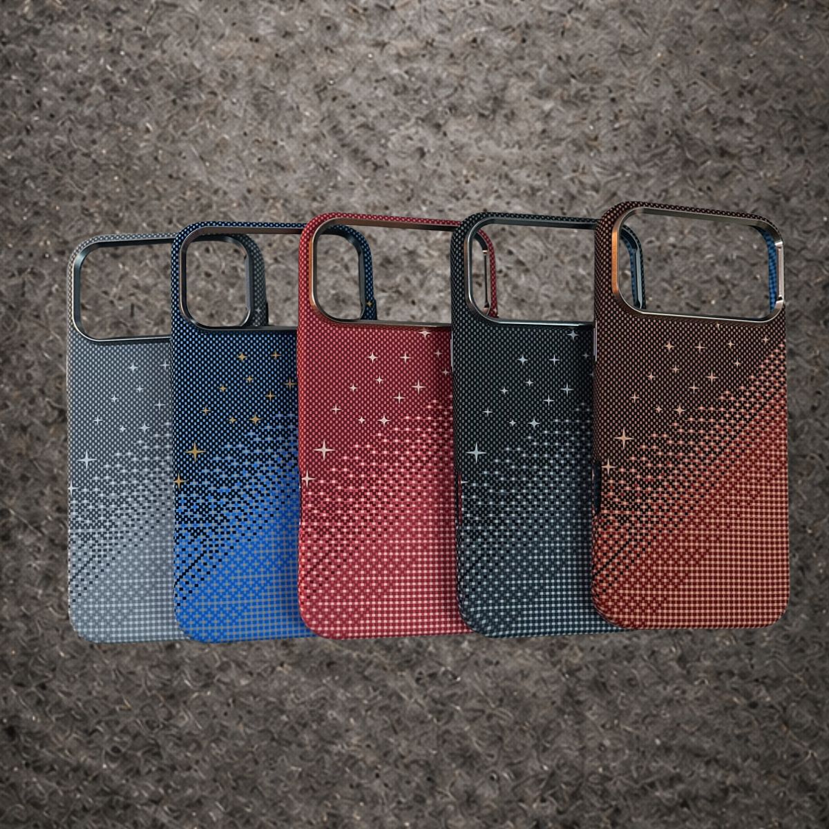 Luxo Pixel Gradient Stars Magsafe Case with Metal Frame