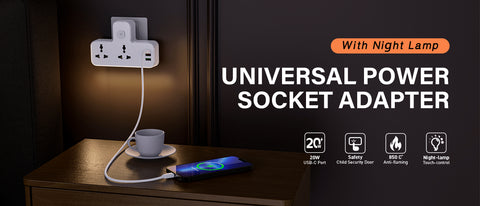 Smart Power Hub With Touch Control Night Lamp