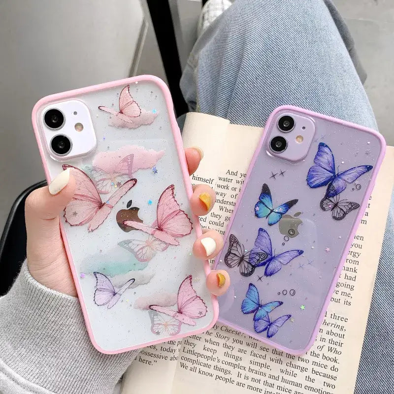 Butterfly Glitter Transparent Case Mobile Case by CoverMeUp