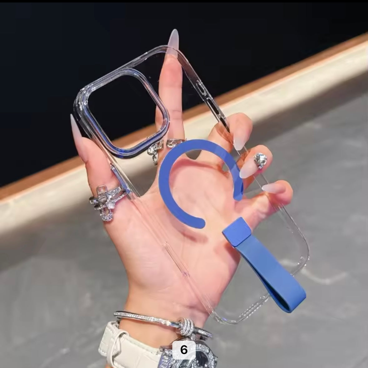 Protective Apple iPhone Back Cover - Transparent MagSafe iPhone Case with Holder - Style 6