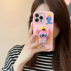 Protective Apple iPhone Back Cover - Star Stitch Pop Socket Stand Silicon Case for iPhone. - Style 4