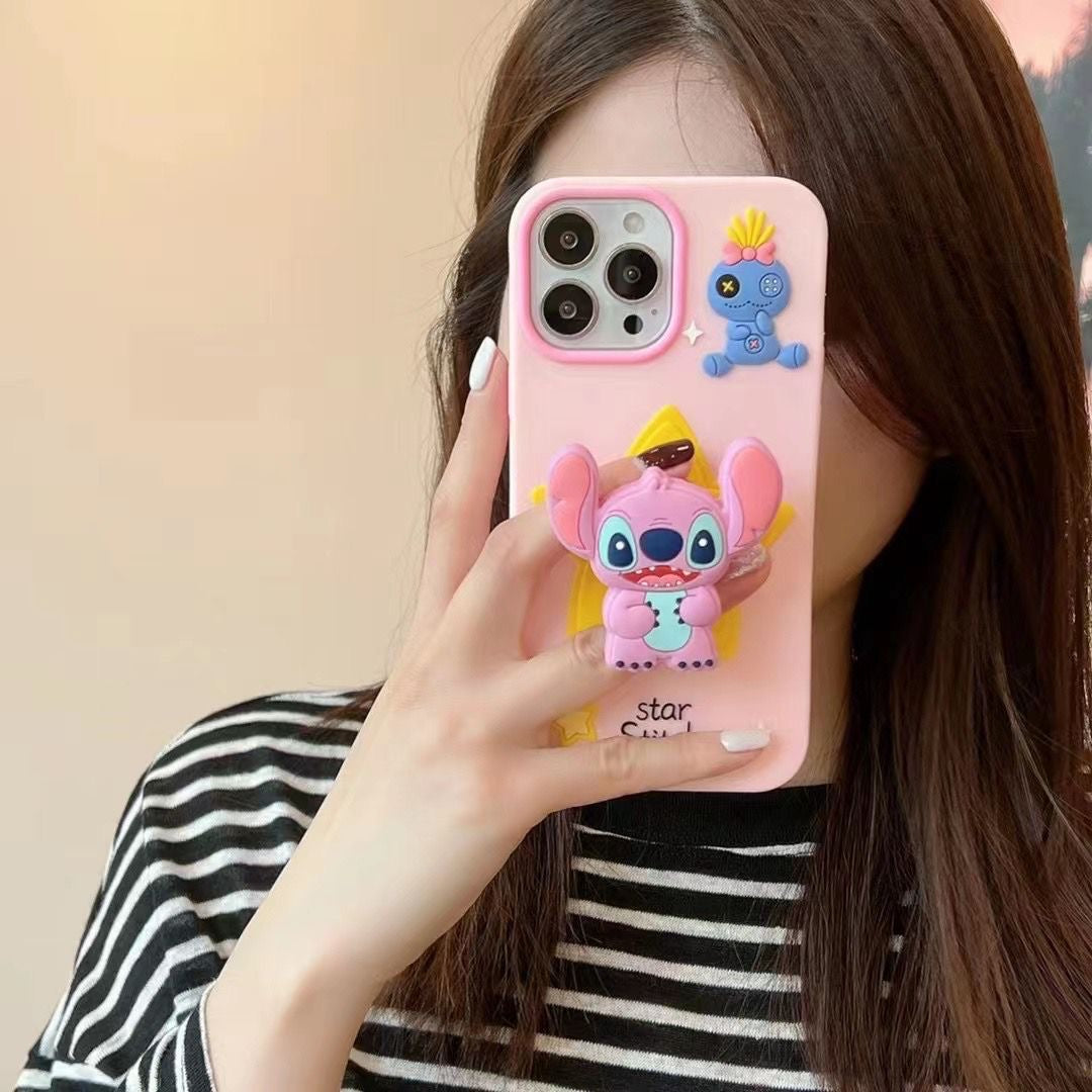 Star Stitch Pop Socket Stand Silicon Case for iPhone.