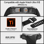 Aulumu A01 Case with Band for Apple Watch Ultra 1/2/3 | Titanium Cover | FKM Band
