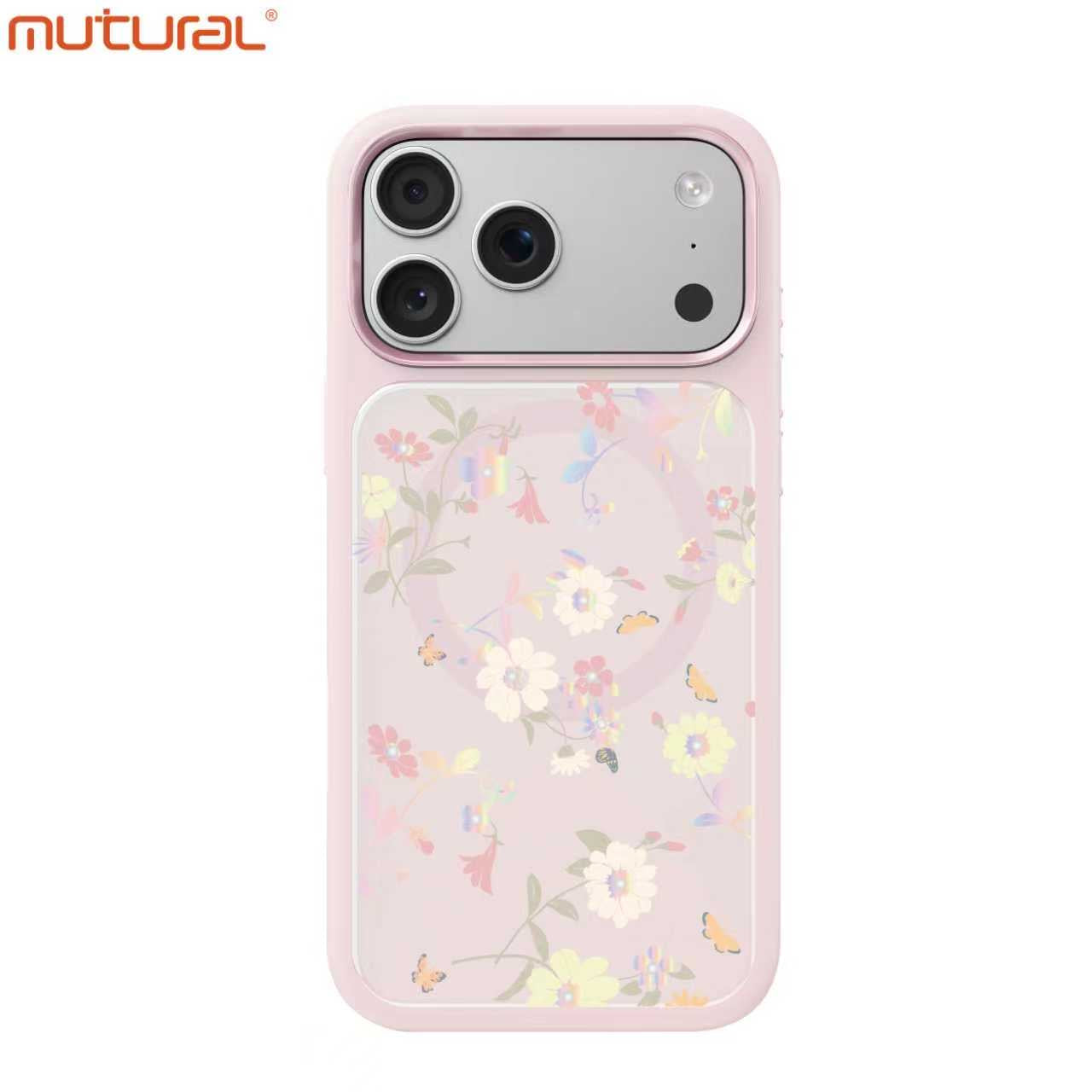 Silicon Protective Magsafe Floral Design Case for iPhone 17 Pro (Pink)