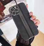 Protective Apple iPhone Back Cover - Luxury Plating Split Joint PU Leather Case for iPhone - Style 3