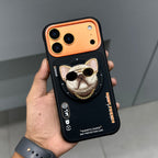 Nimmy Premium Embroidered Leather Case - NIMMY POPUP CASE - BLACK ORANGE ( No. 2703 )