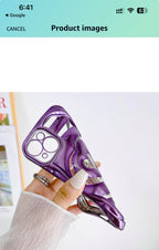 Protective Apple iPhone Back Cover - Clear Cute 3D Love Heart Pattern Purple Glitter Bling Soft Silicone Shockproof Girls Women Case for iPhone - Style 2