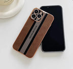 Protective Apple iPhone Back Cover - Luxury Plating Split Joint PU Leather Case for iPhone - Style 2