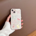 Protective Apple iPhone Back Cover - Sparkling Butterfly Case for iPhone with Metal Ring Protection