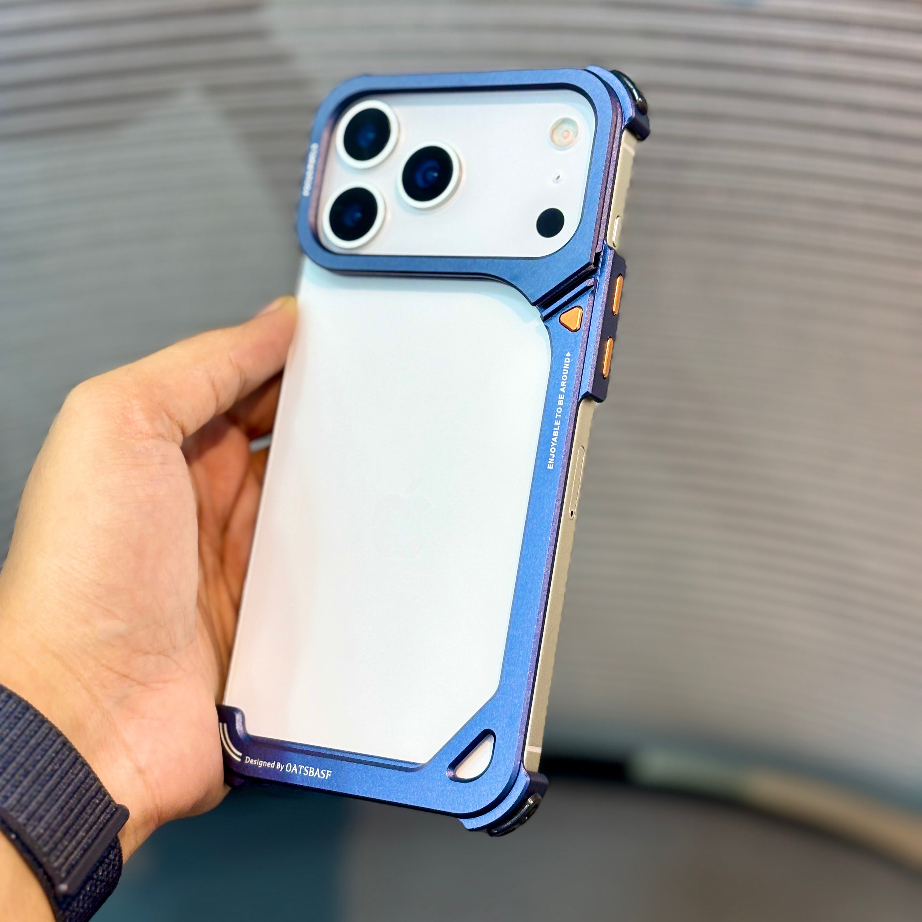 Protective Apple iPhone Back Cover - ShowCase Metal Bumper Stand iPhone 17 Pro Max Case - Style 4