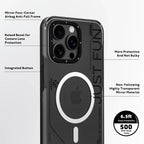 Protective Apple iPhone Back Cover - YOUNGKIT Crystal Anti Yellowing Transparent Case with Thin Metal Front Bumper Case for iPhone 16 Pro Max (Transparent + Black) - Style 5