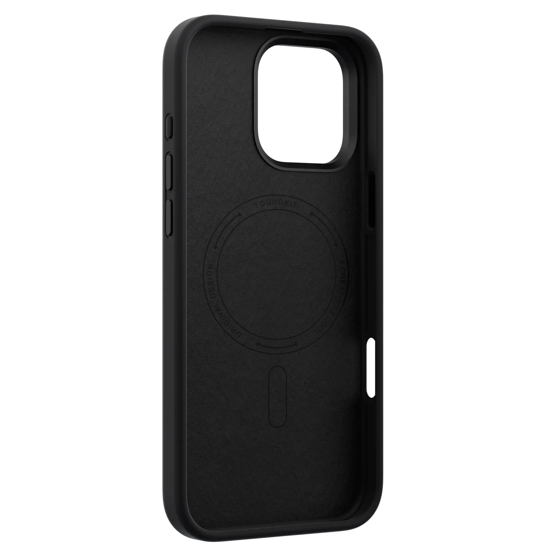 Protective Apple iPhone Back Cover - YOUNGKIT Cream Silicone Stand Case for iPhone 16 Pro Max (Black) - Style 4