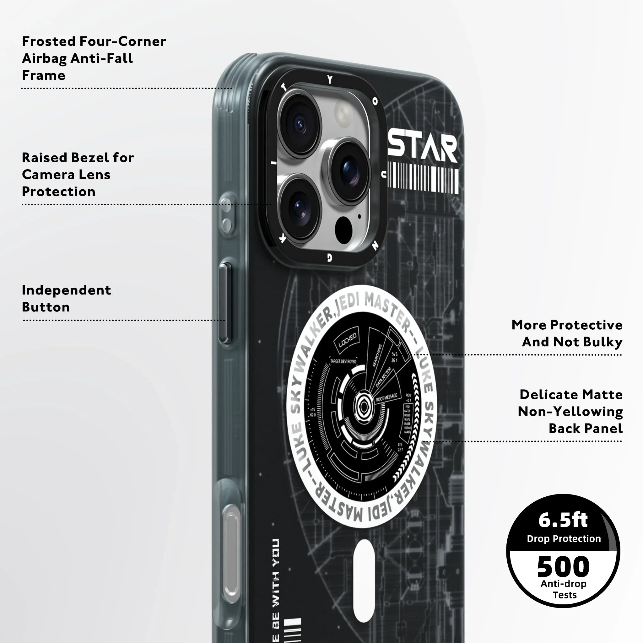 Protective Apple iPhone Back Cover - YOUNGKIT Star Wars Edition Space Design Case for iPhone 16 Pro - Style 3