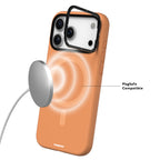 Protective Apple iPhone Back Cover - iPhone 17 Pro Case | YOUNGKIT Gel Creme Liquid Silicon Camera Stand Series (ORANGE) - Style 4