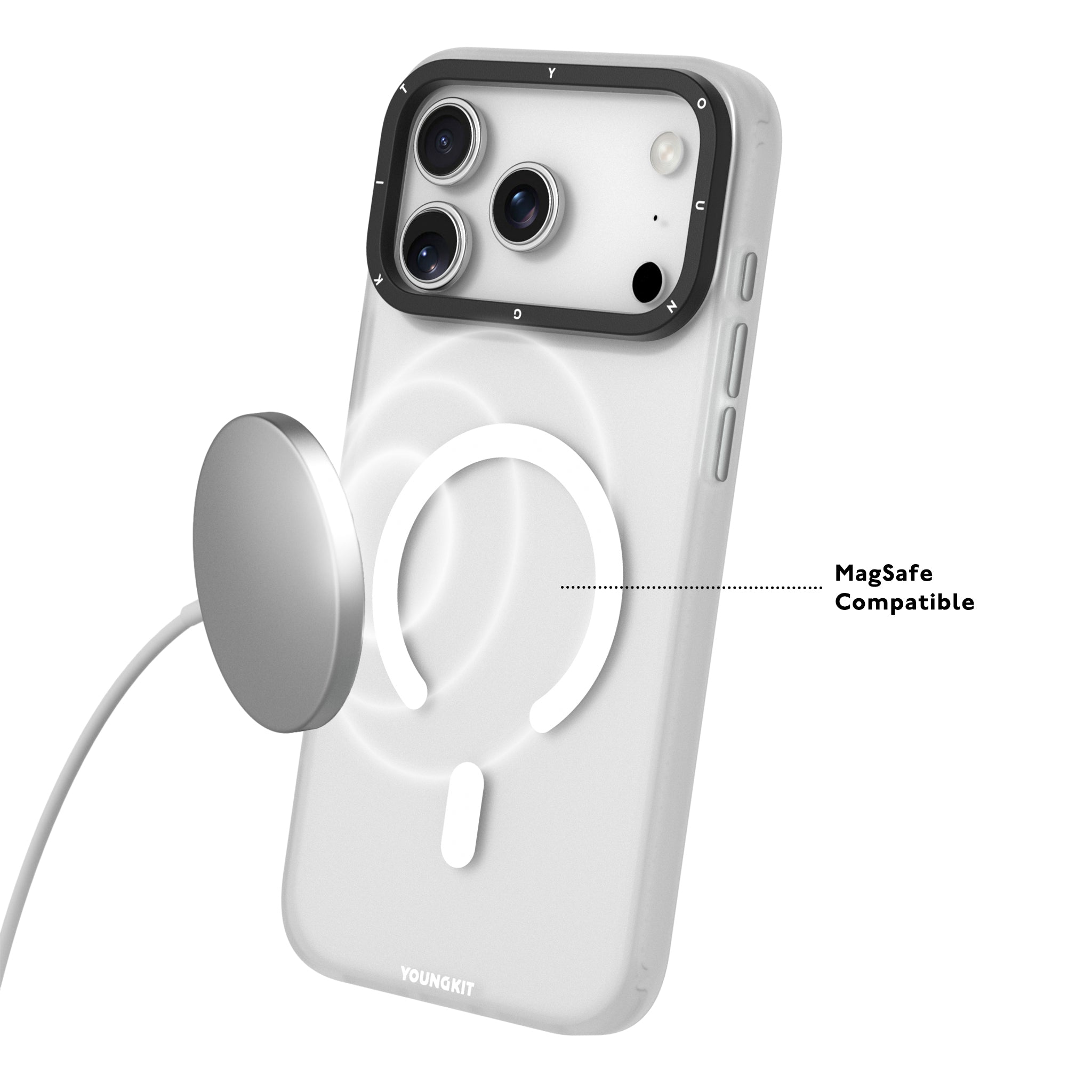 Protective Apple iPhone Back Cover - YOUNGKIT Hidden Sand Series Magsafe Case for iPhone 17 Pro (White) - Style 4