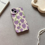 Protective Apple iPhone Back Cover - Purple Floral Flowers Textured Soft Silicone iPhone Case - Style 5