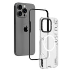Protective Apple iPhone Back Cover - YOUNGKIT  Crystal Anti Yellowing Transparent Case with Thin Metal Front Bumper Case for iPhone 15 Pro  (Transparent + Black) - Style 3