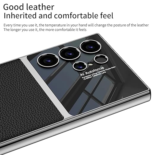 Samsung S24 Ultra Gkk Half Synthetic Leather Electroplating Camera Shing Case Mobile Case by CoverMeUp - Style 11