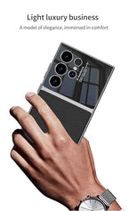Samsung S24 Ultra Gkk Half Synthetic Leather Electroplating Camera Shing Case Mobile Case by CoverMeUp - Style 8