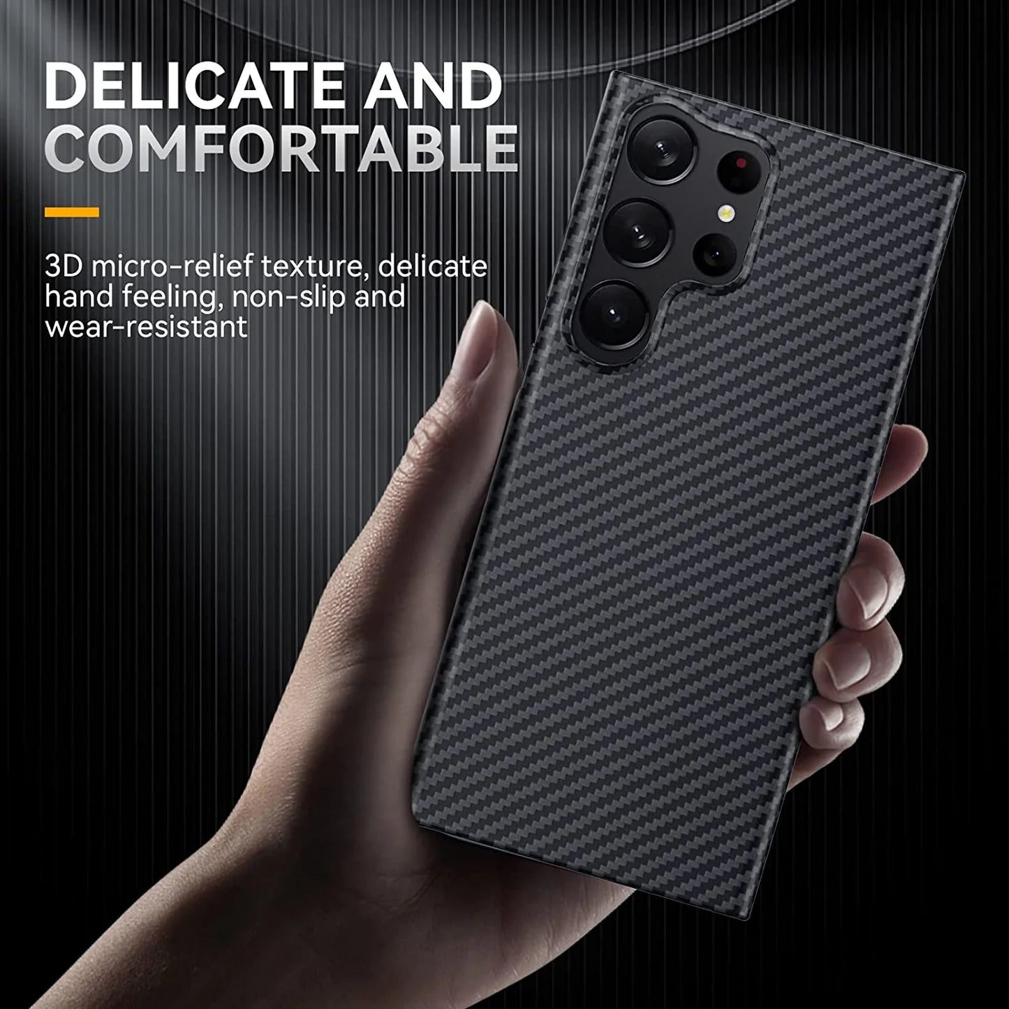 Samsung Galaxy S24 Ultra Carbon Fiber Aramid Kevilar Case - Black Mobile Case by CoverMeUp - Style 2