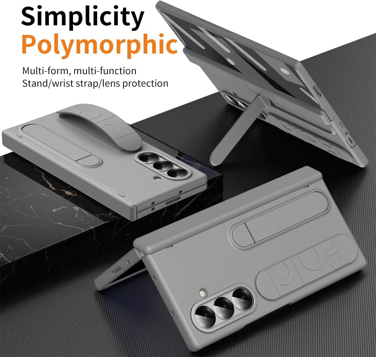 Samsung Galaxy Z Fold7 Skin Feel Case with Silicon Band, Stand & HInge Protection