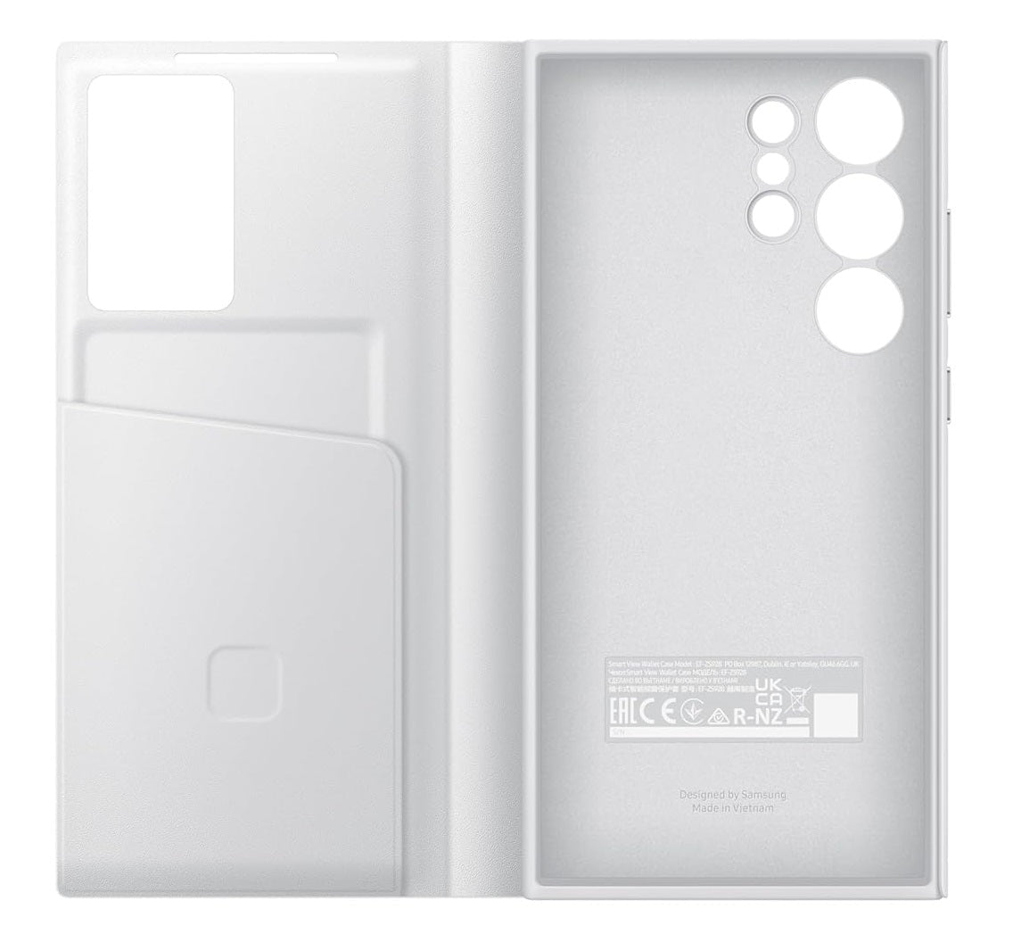 Samsung Galaxy S24 Ultra Smart View Window Flip Wallet Case with Control - White Mobile Case by CoverMeUp - Style 5