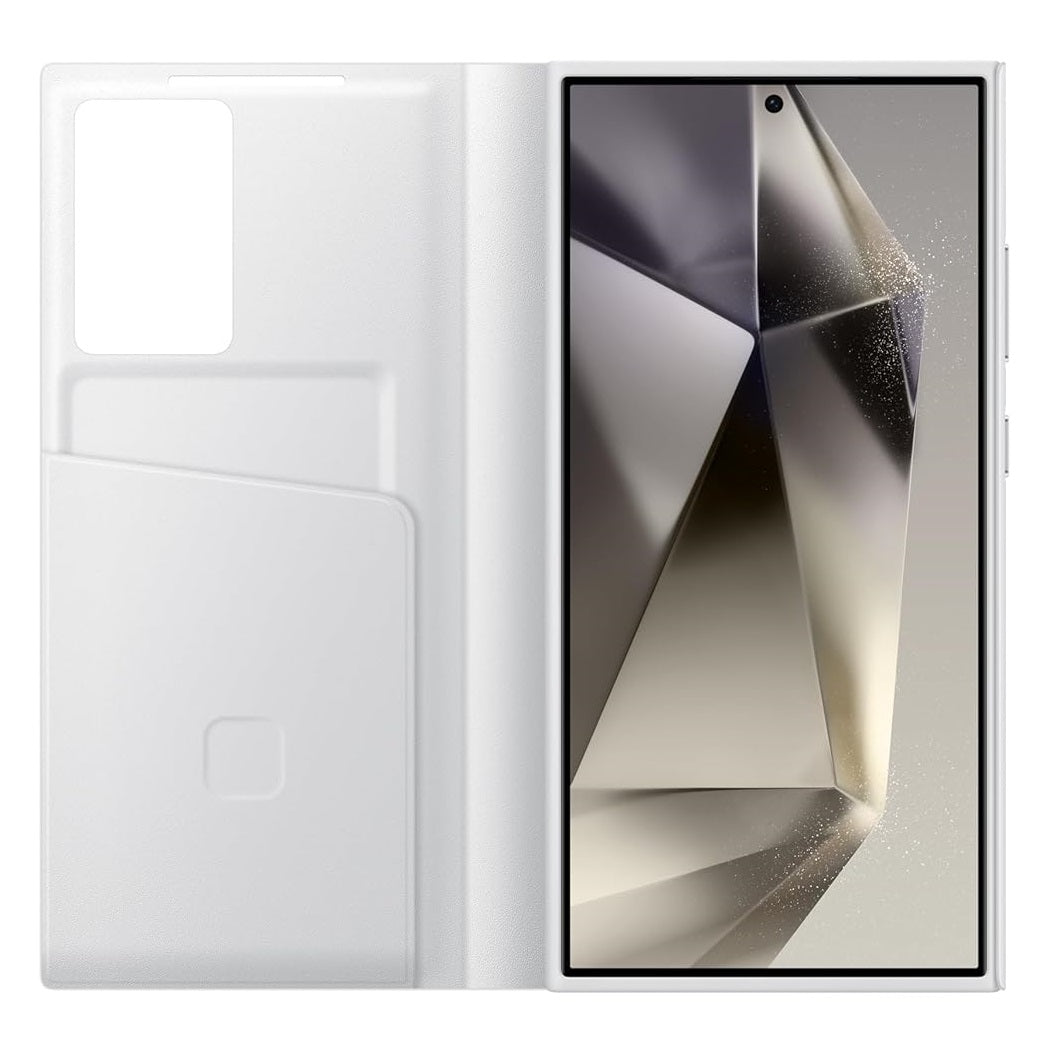 Samsung Galaxy S24 Ultra Smart View Window Flip Wallet Case with Control - White Mobile Case by CoverMeUp - Style 4
