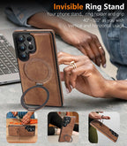 Samsung Galaxy S25 Ultra Vegan Leather Case with Magsafe and Stand - Gray Mobile Case by CoverMeUp - Style 5